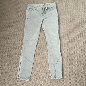 Pilcro and the letterpress ankle corduroy pants. color: light blue/gray
